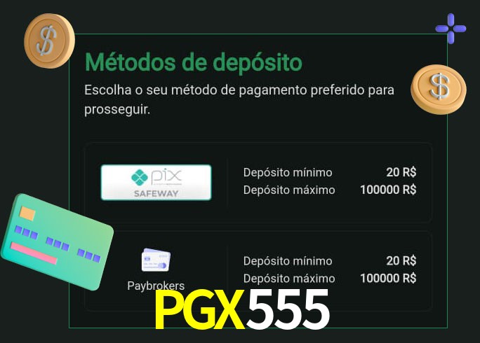 O cassino PGX555 oferece uma grande variedade de métodos de pagamento